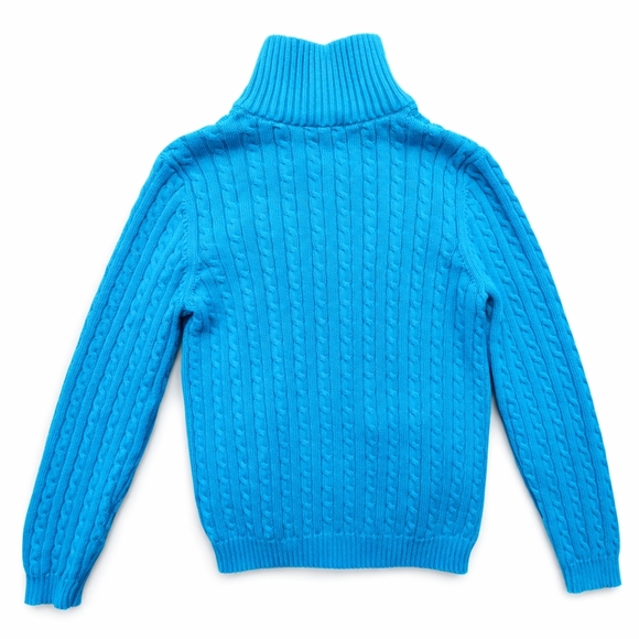 Lauren Ralph Lauren Cable Knit Full Zip Sweater L Blue RL Crest - Picture 2 of 16